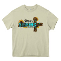 Mossy She Is Strong Western Cross Heavy Core Tee - RanaPortraitStore