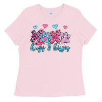 Bubblegum Pink xoxo hugs and kisses paws olivia Ladies Tee - OliviaCreatesArt