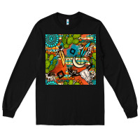 Black western cactus aztec seamless pattern Long Sleeve Tee - BundleAndBundleShop