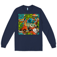 Navy western cactus aztec seamless pattern Long Sleeve Tee - BundleAndBundleShop