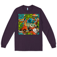 Plum western cactus aztec seamless pattern Long Sleeve Tee - BundleAndBundleShop