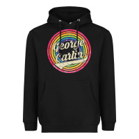 Black george carlin   retro rainbow faded style Heavyweight Hoodie - artisFamous