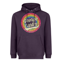 Plum george carlin   retro rainbow faded style Heavyweight Hoodie - artisFamous