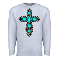 Heather Grey gemstone leopard cross Premium Sweatshirt - JahusDesignShop