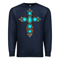 Navy gemstone leopard cross Premium Sweatshirt - JahusDesignShop