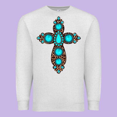 Gemstone Leopard Cross Premium Sweatshirt Designed By Jahusdesignshop