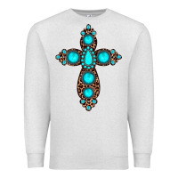 Oatmeal Heather gemstone leopard cross Premium Sweatshirt - JahusDesignShop