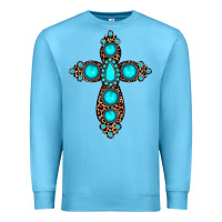 Ocean Blue gemstone leopard cross Premium Sweatshirt - JahusDesignShop