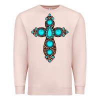 Pale Pink gemstone leopard cross Premium Sweatshirt - JahusDesignShop