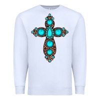 White gemstone leopard cross Premium Sweatshirt - JahusDesignShop