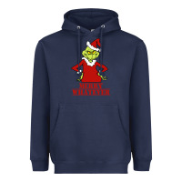 Navy Merry Whatever Grinch Heavyweight Hoodie - artisFamous