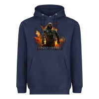 Navy disturbed 8 Heavyweight Hoodie - artisFamous
