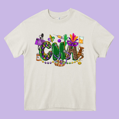 Cma Mardi Gras Cowgirl Heavy Core Tee Designed By Cowgirlartshop