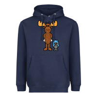 Navy rocky and bullwinkle Heavyweight Hoodie - artisFamous