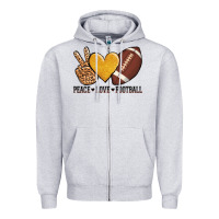 Heather Grey peace love football revize Zipper Hoodie - AdoDesignShop