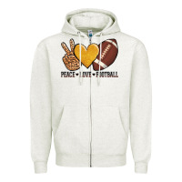 Oatmeal Heather peace love football revize Zipper Hoodie - AdoDesignShop
