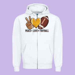 Peace Love Football Revize Zipper Hoodie Designed By Adodesignshop
