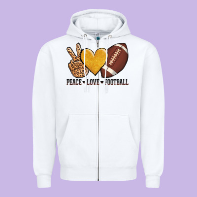 Peace Love Football Revize Zipper Hoodie Designed By Adodesignshop