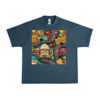 Midnight Navy school bus coffee and star with leopard seamless pattern bbs Urban Heavy Tee - BundleAndBundleShop