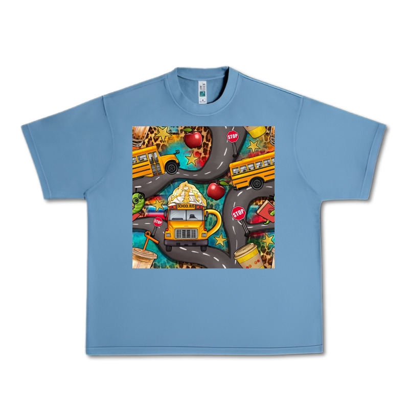 School Bus Coffee And Star With Leopard Seamless Pattern Bbs Urban Heavy Tee by BundleAndBundleShop | Teevron