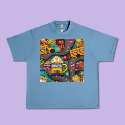 School Bus Coffee And Star With Leopard Seamless Pattern Bbs Urban Heavy Tee Designed By Bundleandbundleshop