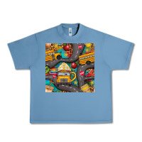 Pebble Blue school bus coffee and star with leopard seamless pattern bbs Urban Heavy Tee - BundleAndBundleShop