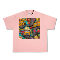 Salmon school bus coffee and star with leopard seamless pattern bbs Urban Heavy Tee - BundleAndBundleShop