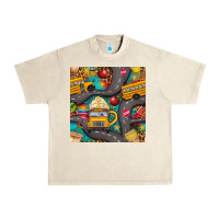 Sandshell school bus coffee and star with leopard seamless pattern bbs Urban Heavy Tee - BundleAndBundleShop