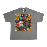 Tornado school bus coffee and star with leopard seamless pattern bbs Urban Heavy Tee - BundleAndBundleShop