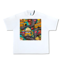 White school bus coffee and star with leopard seamless pattern bbs Urban Heavy Tee - BundleAndBundleShop
