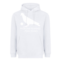 White Best Pigeons Playing Ping Pong Music Heavyweight Hoodie - artisFamous