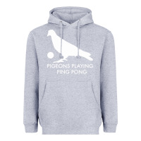 Heather Grey Best Pigeons Playing Ping Pong Music Heavyweight Hoodie - artisFamous