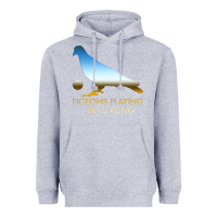 Heather Grey Best Pigeons Playing Ping Pong Music Heavyweight Hoodie - artisFamous