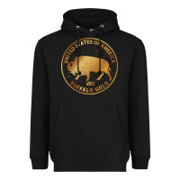 Black Buffalo Gold Native American - Bison Heavyweight Hoodie - artisFamous