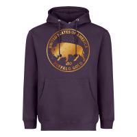 Plum Buffalo Gold Native American - Bison Heavyweight Hoodie - artisFamous