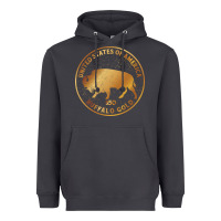 Smoke Buffalo Gold Native American - Bison Heavyweight Hoodie - artisFamous