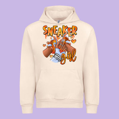 Orange Galaxy Sneaker Girl Afro Woman Urban Hoodie Designed By Ranaportraitstore