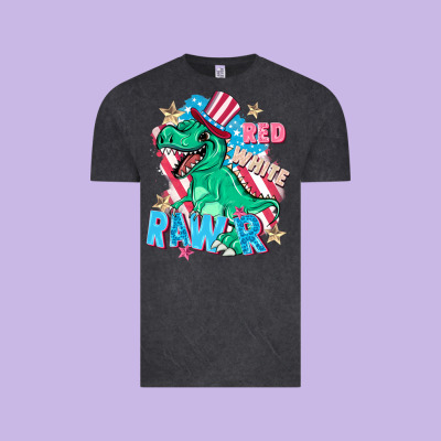 Red White Rawr Vintage Tee Designed By Fadigitalartstudio