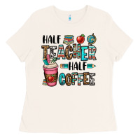 Bone half teacher half coffee Ladies Tee - OliviaCreatesArt