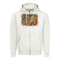 Oatmeal Heather cowboy boots cactus leopard Zipper Hoodie - AdoDesignShop