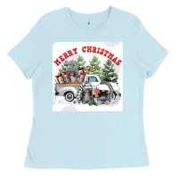 Baby Blue merry chrıstmas Ladies Tee - FaDigitalArtStudio