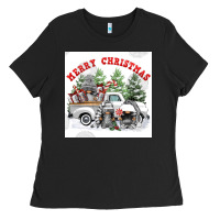 Black merry chrıstmas Ladies Tee - FaDigitalArtStudio