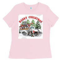 Bubblegum Pink merry chrıstmas Ladies Tee - FaDigitalArtStudio