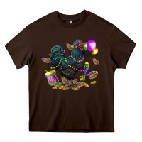 Chocolate Brown mardi gras chicken Heavy Core Tee - CowGirlArtShop
