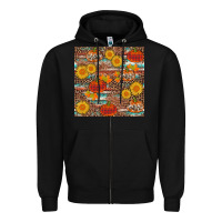 Black pumpkin plaid sunflower seamless Zipper Hoodie - AdoDesignShop