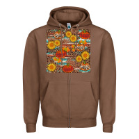 Chestnut pumpkin plaid sunflower seamless Zipper Hoodie - AdoDesignShop