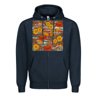 Navy pumpkin plaid sunflower seamless Zipper Hoodie - AdoDesignShop