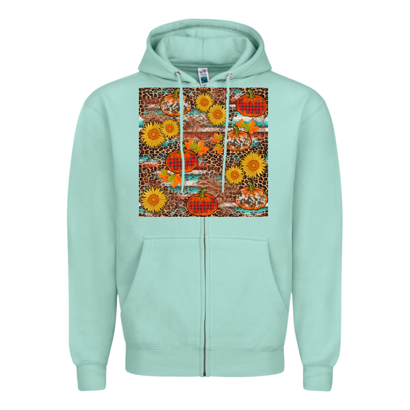 Pumpkin Plaid Sunflower Seamless Zipper Hoodie by AdoDesignShop | Teevron