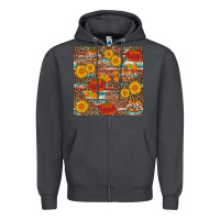 Smoke pumpkin plaid sunflower seamless Zipper Hoodie - AdoDesignShop