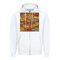 White pumpkin plaid sunflower seamless Zipper Hoodie - AdoDesignShop